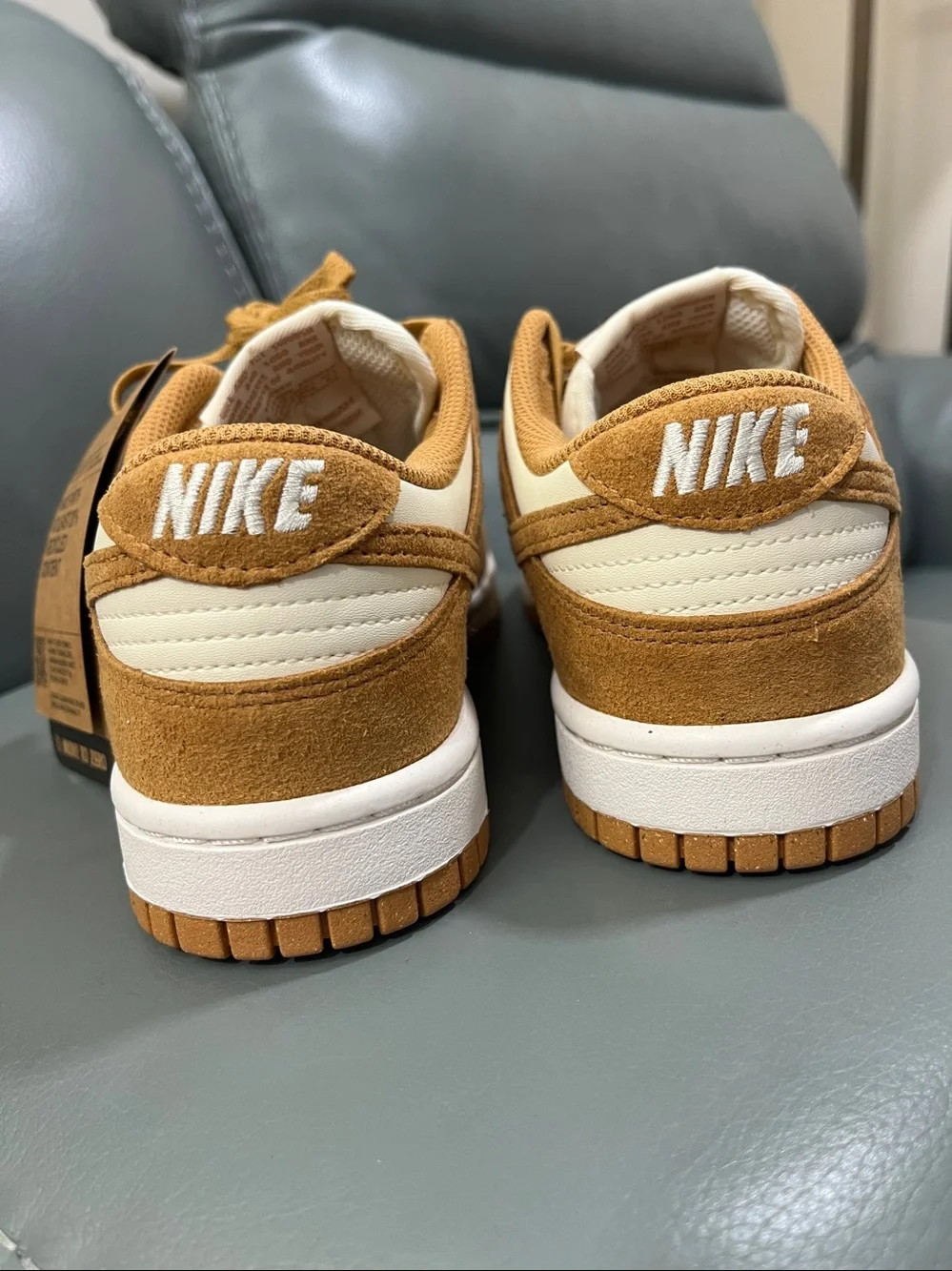 Nike Dunk Low-Top Sneakers — Brown suede, and Cream leather
